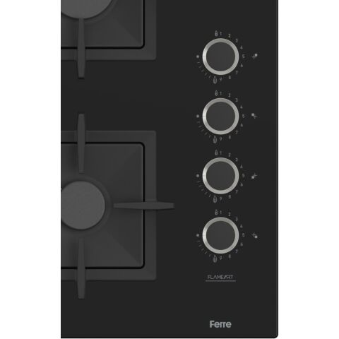 Ferre SC405 65 cm Wok Gözlü Siyah Cam Ankastre Ocak (Döküm Izgara)