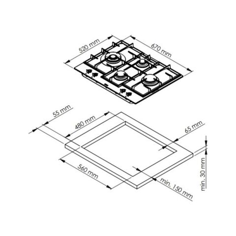 Ferre ED076 Wfa 67 cm Kademe Kontrollü Beyaz Ocak