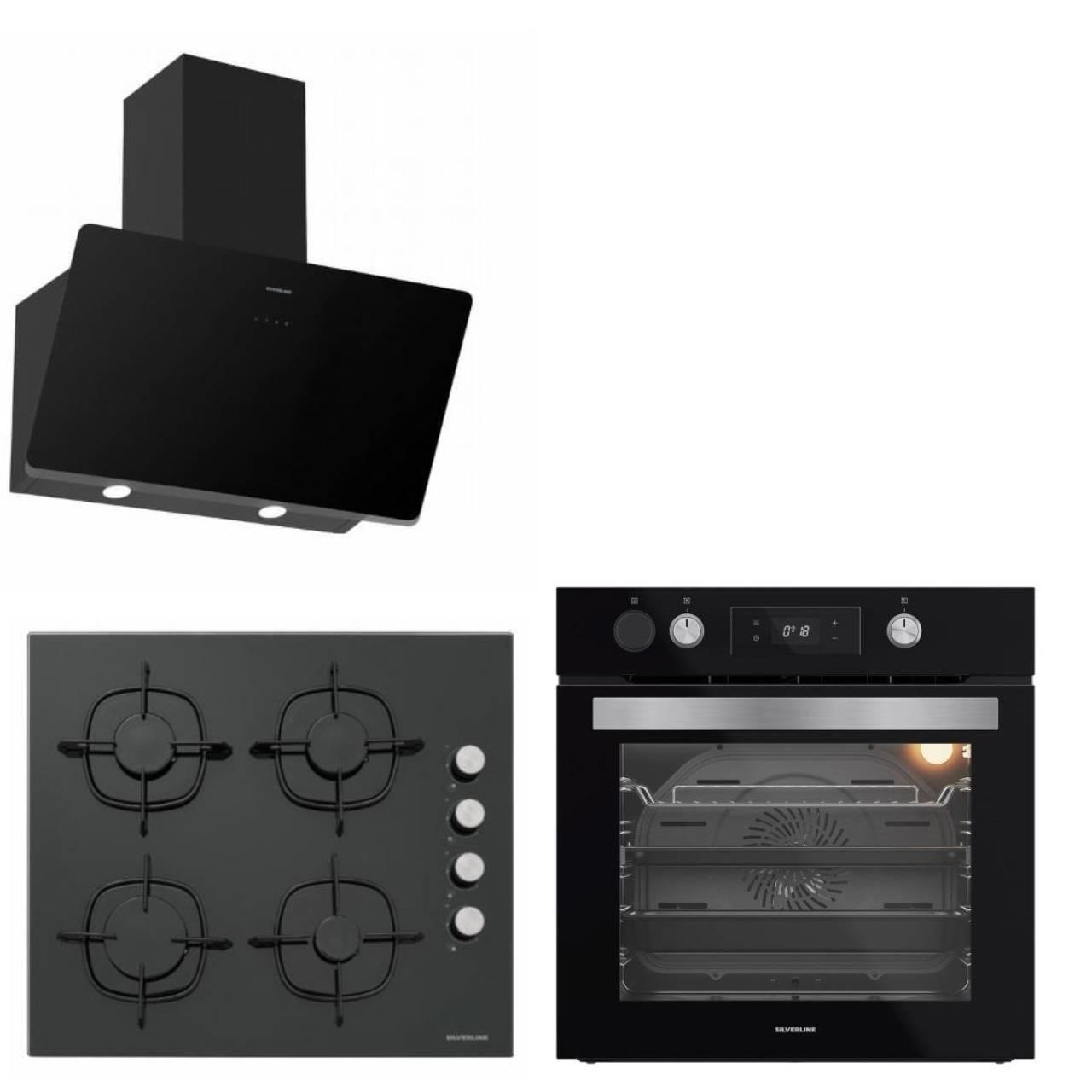 Silverline  Buhar Destekli + Airfryer 3457 Soho - Cs5335 - BO65P4B01 Siyah Cam Ankstre Set