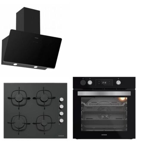 Silverline  Buhar Destekli + Airfryer 3457 Soho - Cs5335 - BO65P4B01 Siyah Cam Ankstre Set