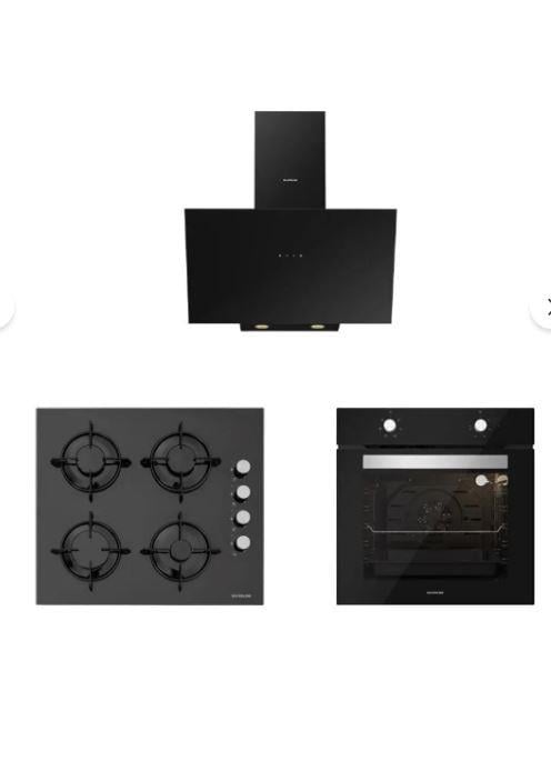 Silverline Siyah 3'lü Cam Ankastre Set (3481 Flam 60+cs5349b01+bo65e1b01)