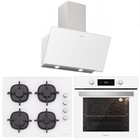 Silverline BO6504W01 - CS5343W01 - 3457 Soho 60 Beyaz Cam Ankastre Set