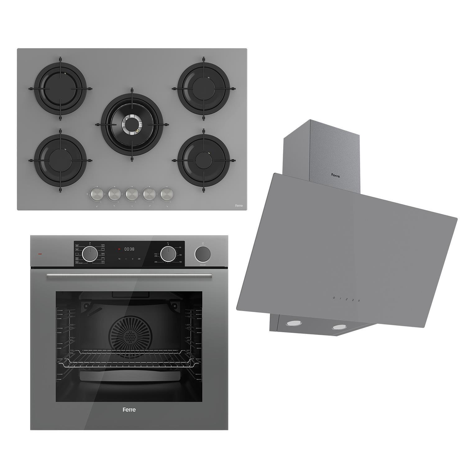 Ferre Steamart&fryart Serisi Buharlı Pişirme Gri Set (rs038 + Xe64cpr +d079 )