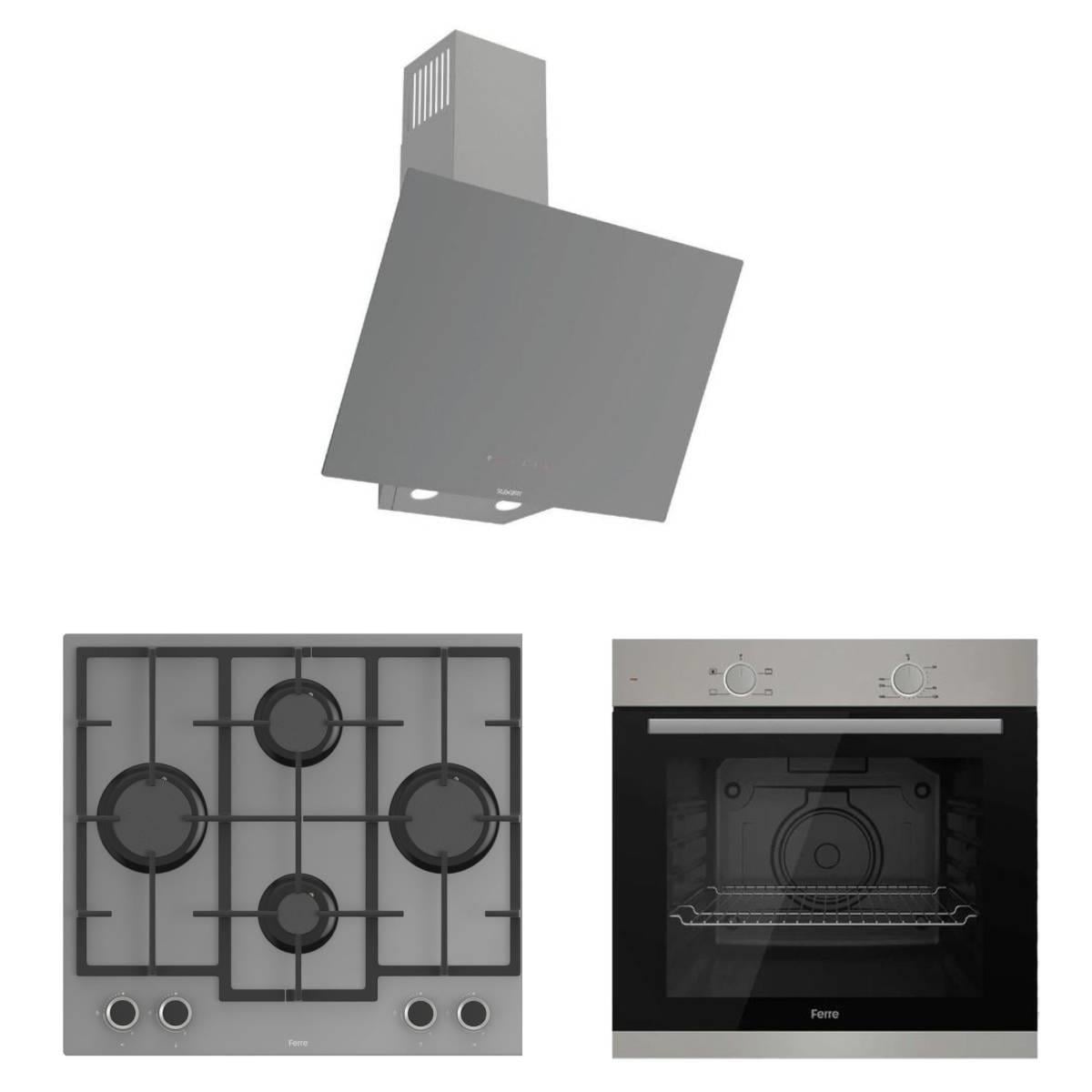 Ferre Gri Cam Ankastre Set D079 SlientArt- LN388 Döküm Izgara Ocak - XE61MDV