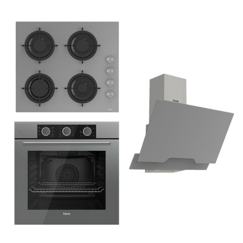 Ferre Flowart Basic Serisi Gri Ankastre Set (cs208 + Xe62cpr + D065 )