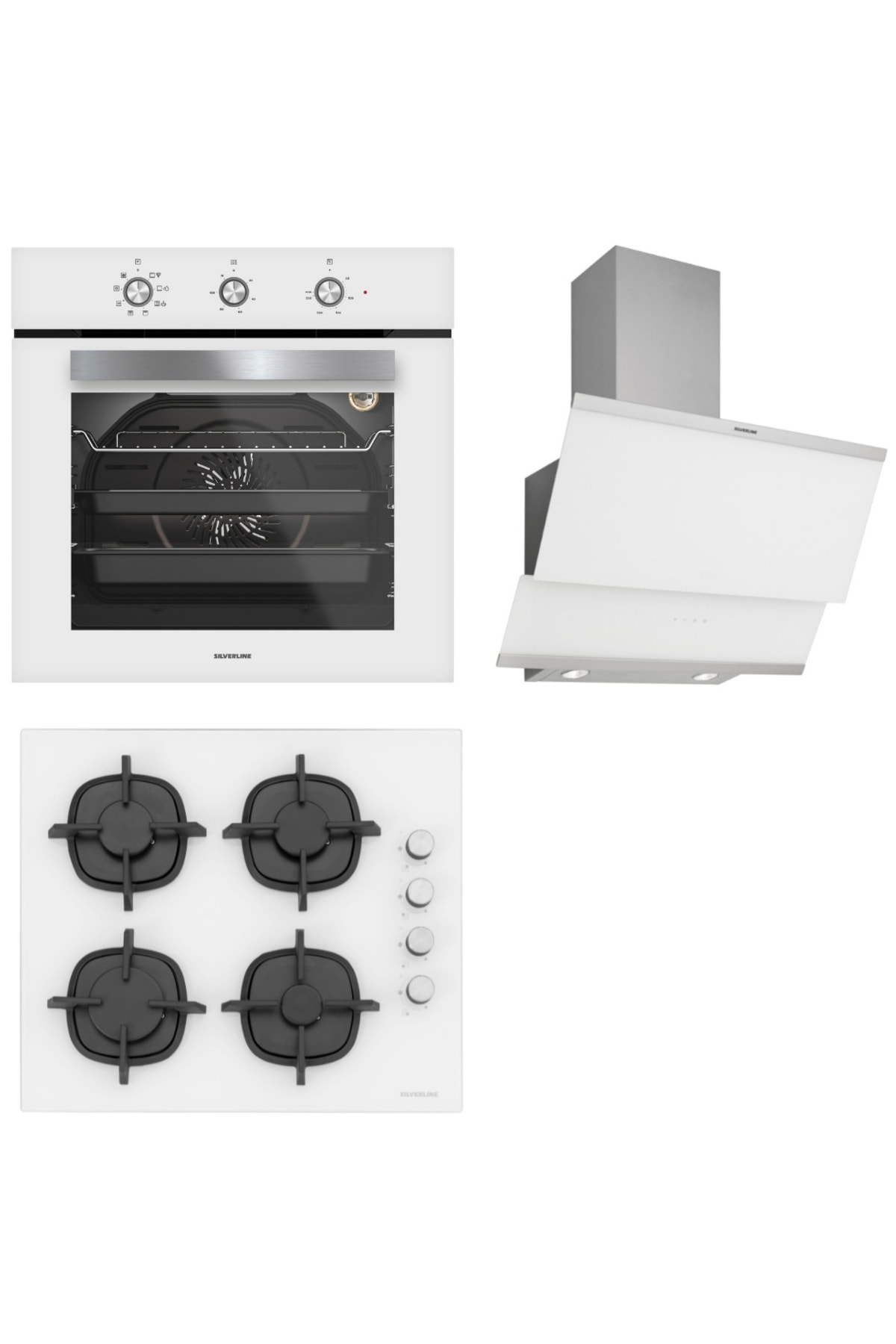 Silverline Beyaz Cam Ankastre Set Bo6503w01 - Cs5343w01 - 3420 Classy