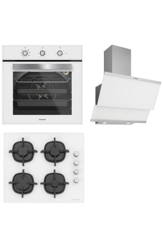 Silverline Beyaz Cam Ankastre Set Bo6503w01 - Cs5343w01 - 3420 Classy