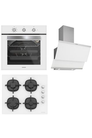 Silverline Beyaz Cam Ankastre Set Bo6503w01 - Cs5343w01 - 3420 Classy