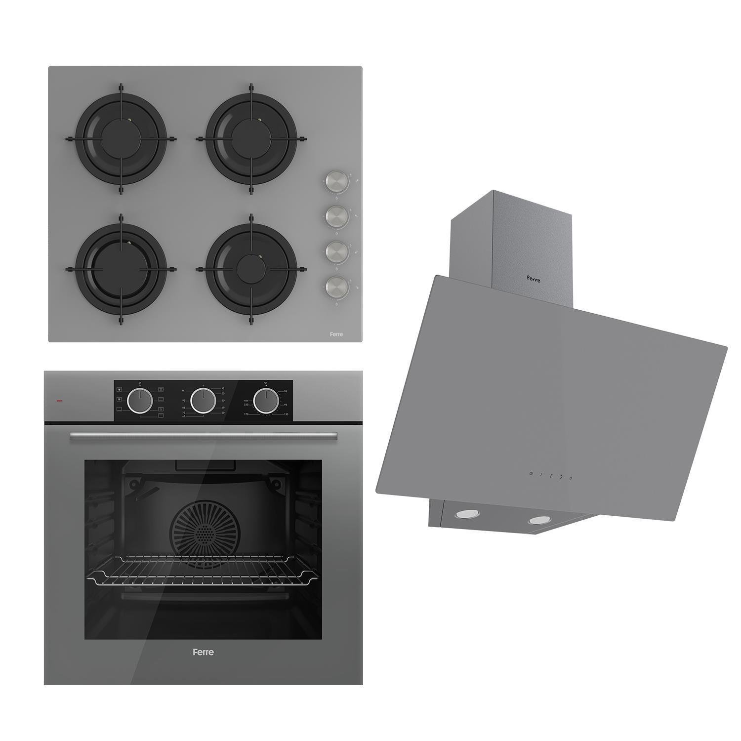 Ferre Flowart Basic Serisi Gri Ankastre Set (cs208 + Xe62cpr + D079 )