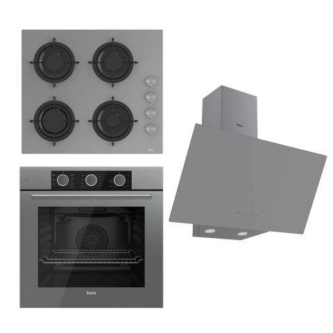 Ferre Flowart Basic Serisi Gri Ankastre Set (cs208 + Xe62cpr + D079 )