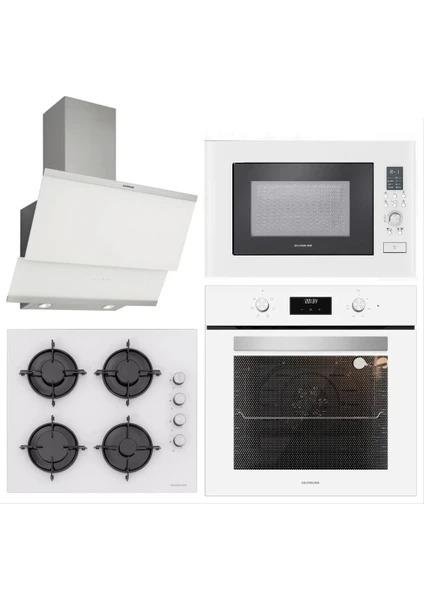 Silverline BO6502W02 - CS5349W01 - 3420 Classy 60 - MW9018W01 Beyaz Cam Ankastre Set