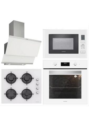 Silverline BO6502W02 - CS5349W01 - 3420 Classy 60 - MW9018W01 Beyaz Cam Ankastre Set