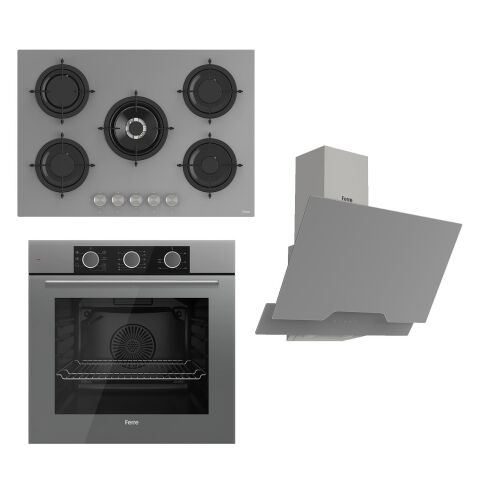 Ferre Flowart Basic Serisi Gri Ankastre Set (rs038+ Xe62cpr + D065 )