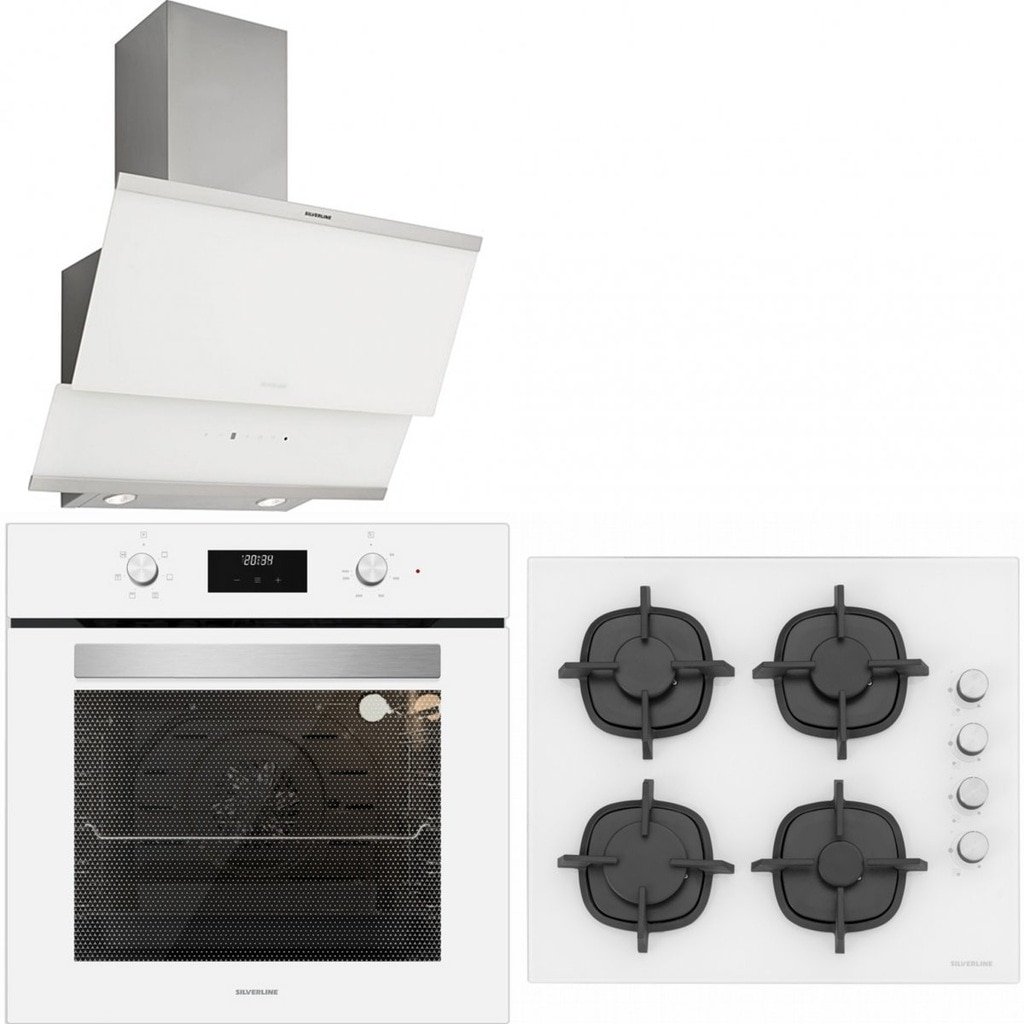 Silverline BO6502W02 - CS5343W01 - 3420 Classy 60 Beyaz Cam Ankastre Set