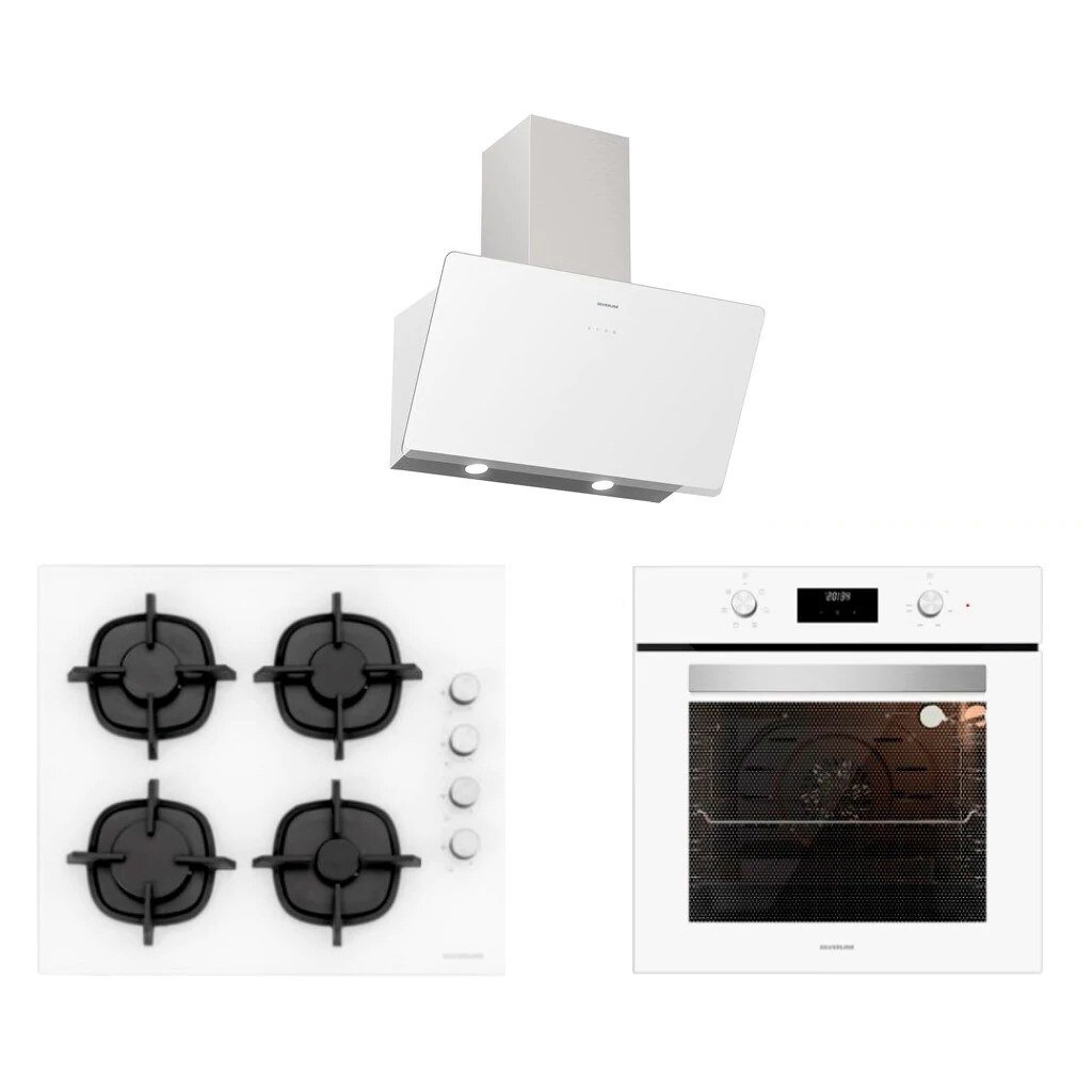 Silverline BO6502W02 - CS5343W01 - 3457 Soho 60 Beyaz Cam Ankastre Set