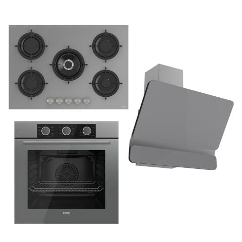Ferre Flowart Basic Serisi Gri Ankastre Set (rs038+ Xe62cpr + D082)