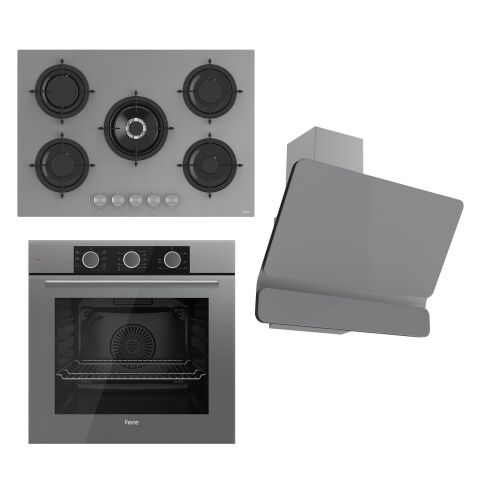 Ferre Flowart Basic Serisi Gri Ankastre Set (rs038+ Xe62cpr + D082)
