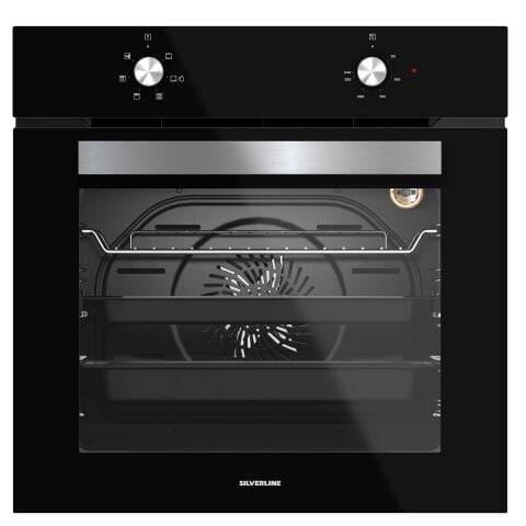 Silverline BO6501B01 - CS5349B01 - 3457 Soho 60 - MW9018B01 Siyah Cam Ankastre Set