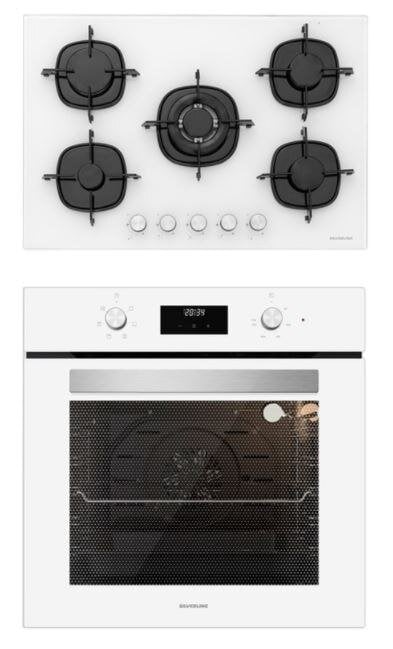 Silverline BO6502W02 - CS5365W01 Beyaz Cam Ankastre Set