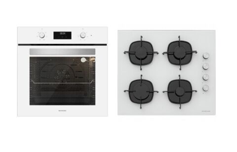 Silverline BO6502W02 - CS5335W01 Beyaz Cam Ankastre Set