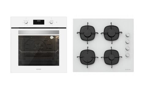 Silverline BO6502W02 - CS5335W01 Beyaz Cam Ankastre Set