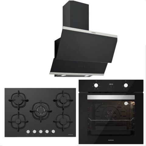 Silverline BO6502B02 - CS5364B01 - 3420 Classy 60 Siyah Cam Ankastre Set