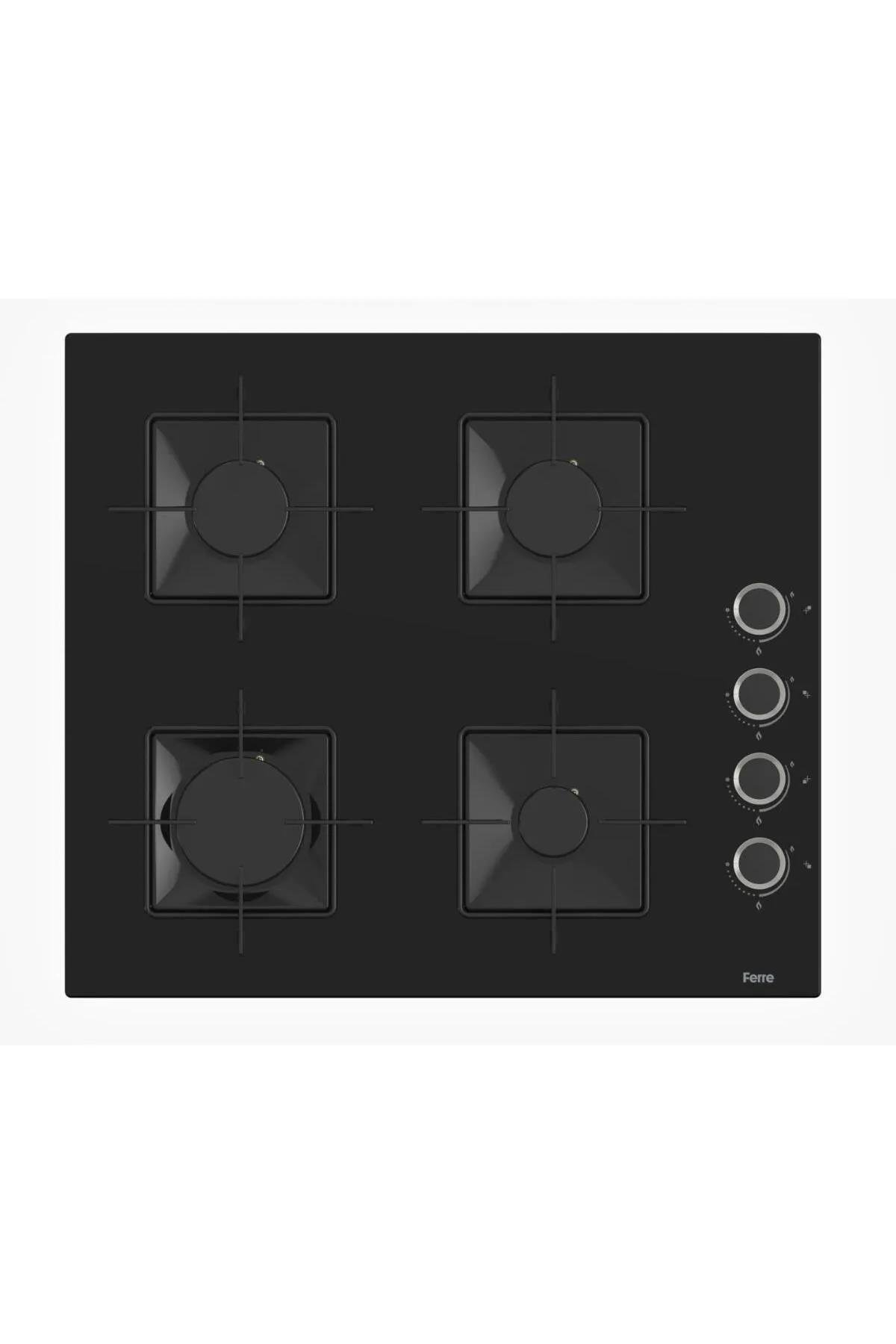 Ferre SS205 4 Gözü Gazlı Ankastre Cam Ocak - Siyah