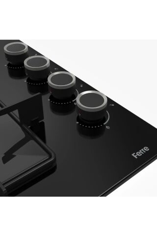 Ferre SS205 4 Gözü Gazlı Ankastre Cam Ocak - Siyah