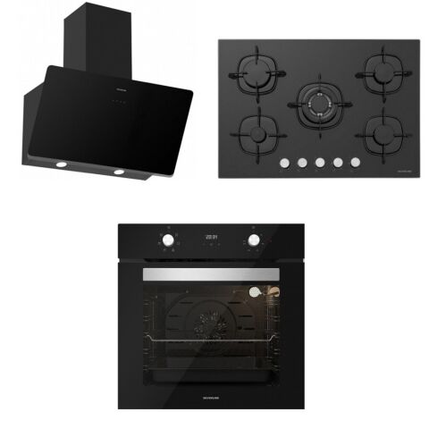 Silverline BO6502B02 - CS5365B01 - 3457 Soho 60 Siyah Cam Ankastre Set