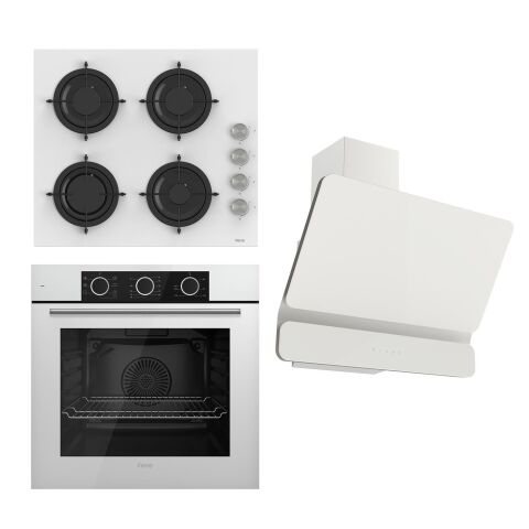 Ferre Flowart Basic Serisi Beyaz Ankastre Set (cs206 + Xe62cb + D081 )