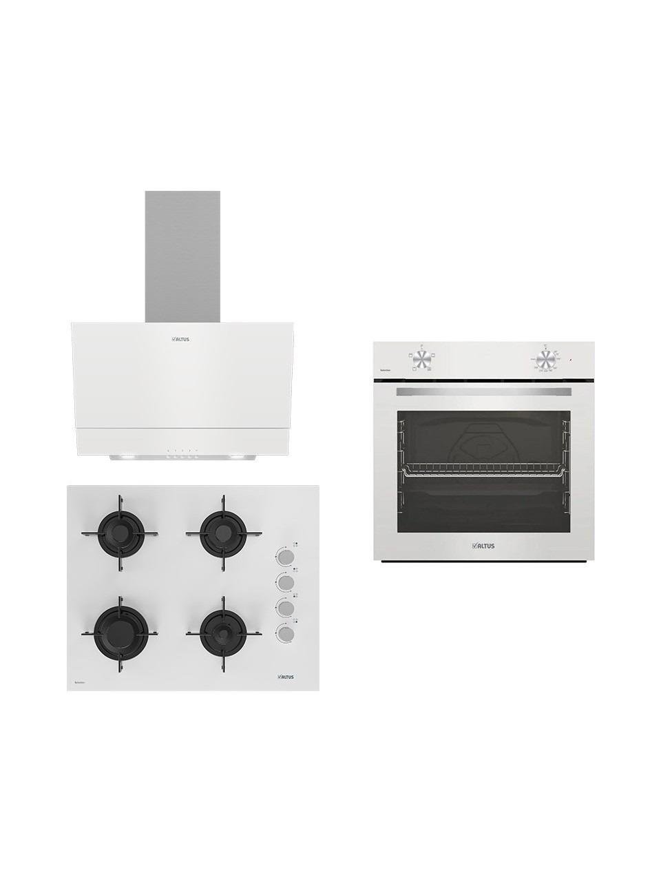 Altus Beyaz Ankastre Set Ala 310HW Fırın - ALA 159 Dhw Ocak - ALA 510 W Davlumbaz