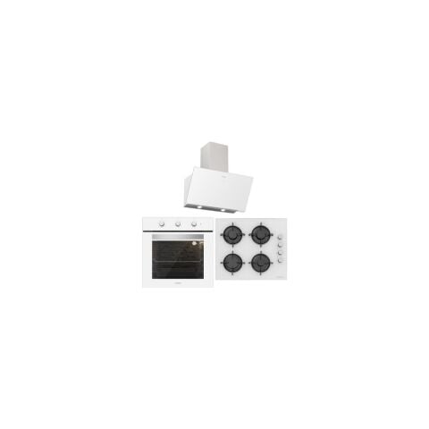 Silverline BO6503W01 - CS5349W01 - 3457 Soho 60 Beyaz Cam Ankastre Set