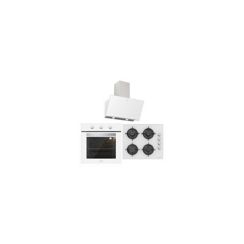 Silverline BO6503W01 - CS5349W01 - 3457 Soho 60 Beyaz Cam Ankastre Set