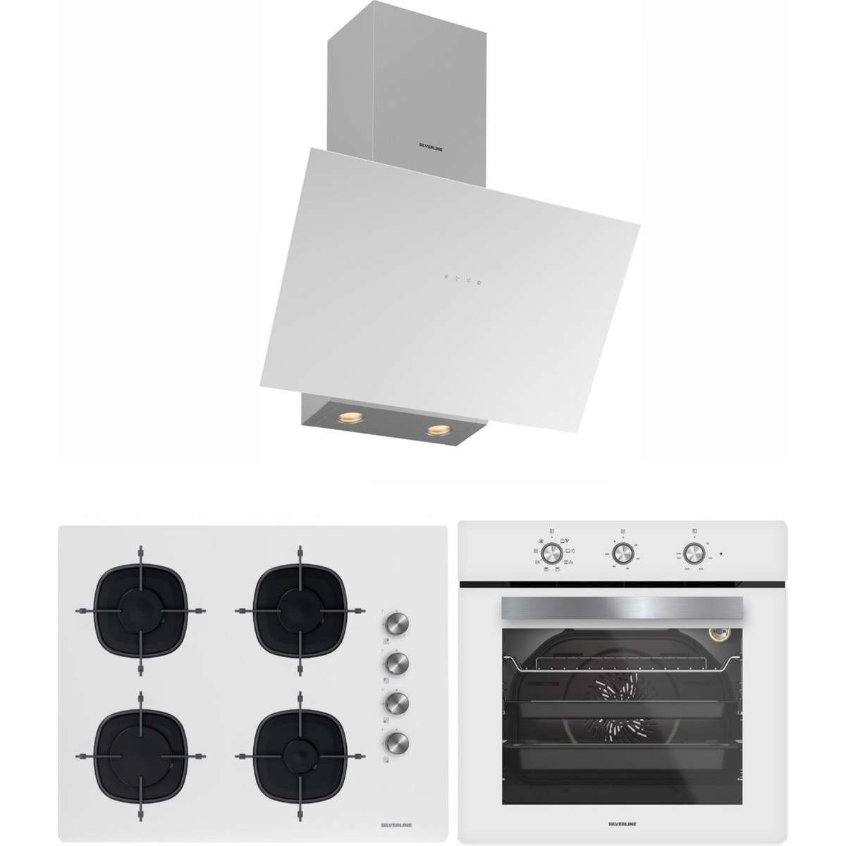 Silverline Beyaz 65 cm Ocaklı Dijital Fırınlı Ankastre Set (3481 Flam - CS5700E7W01 - BO6503W01 )