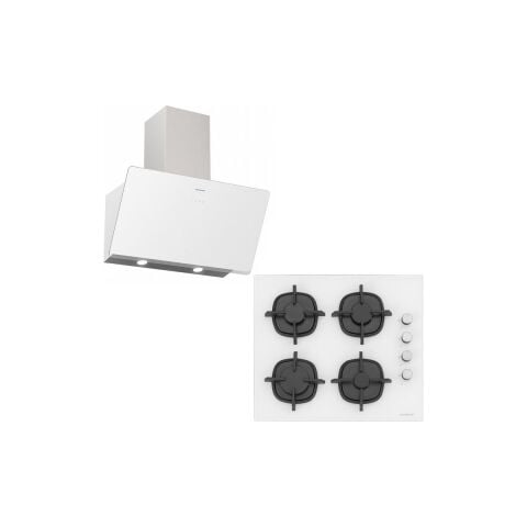 Silverline Ikili Ankastre Set (Soho 3457 Beyaz 60 cm Davlumbaz A Enerji + CS5343W01 Beyaz Ankastre Döküm Izgaralı Ocak )