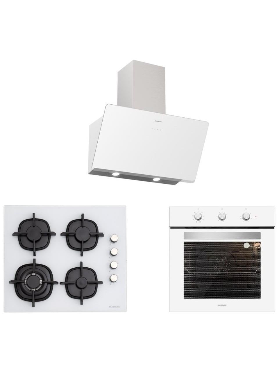 Silverline BO6503W01 - CS5429W01 - 3457 Soho 60 cm Beyaz Cam Ankastre Set