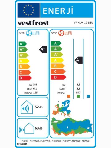 Vestfrost VF KLM 12 A++ 12000 BTU Inverter Duvar Tipi Klima