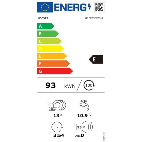 Hoover HF 3E53E0W-17 5 Programlı Bulaşık Makinesi Beyaz