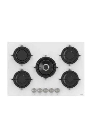 Ferre 75 CM Wok'lu Cam Ankastre Ocak Beyaz