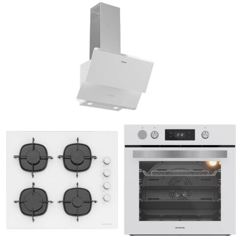 Silverline Fryart&SteamArt  Buharlı Pişirme Beyaz Cam Ankastre Set 3490 - CS5335 - BO65P4W01