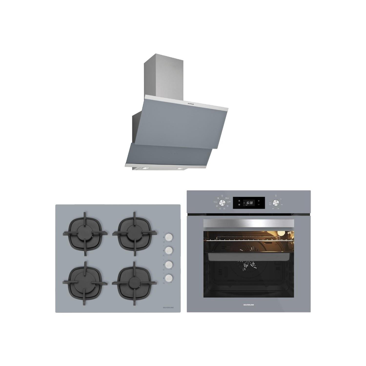 Silverline Gri Cam Ankastre Set 3420 Classy Davlumbaz - CS5343S01 Ocak - BO65E4S01 Fırın