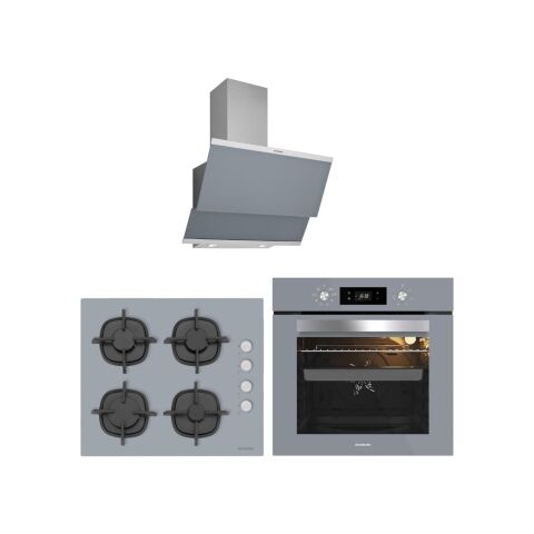 Silverline Gri Cam Ankastre Set 3420 Classy Davlumbaz - CS5343S01 Ocak - BO65E4S01 Fırın