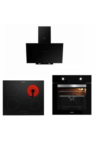 Silverline Siyah Cam Ankastre Set 3481 - Vc8210b01 - Bo65e1b01