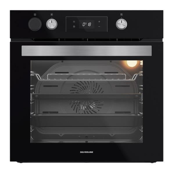 Silverline BO65P4B01 Buhar Destekli + Airfryer Özellikli Siyah Cam Ankastre Fırın