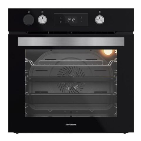 Silverline BO65P4B01 Buhar Destekli + Airfryer Özellikli Siyah Cam Ankastre Fırın