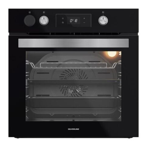 Silverline BO65P4B01 Buhar Destekli + Airfryer Özellikli Siyah Cam Ankastre Fırın