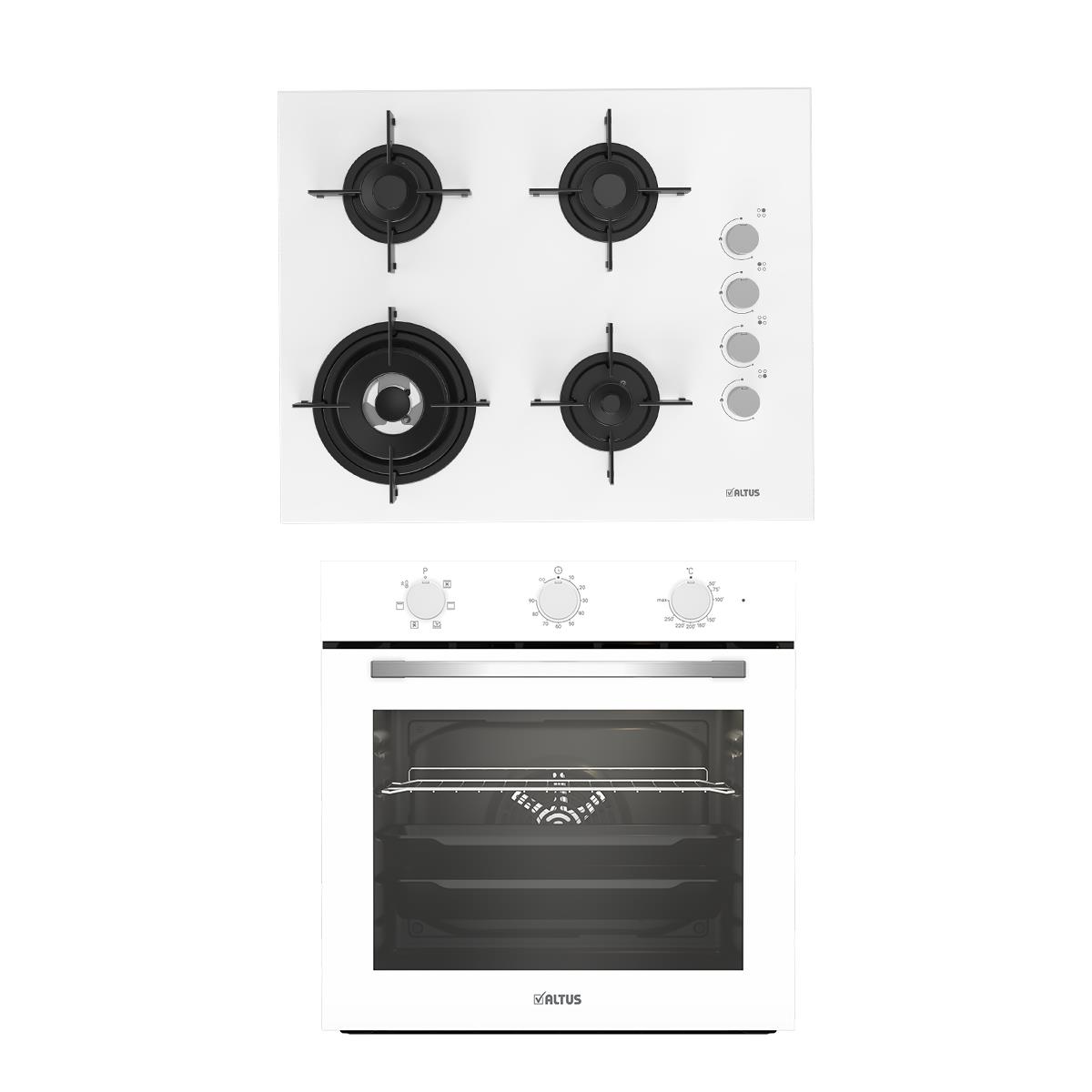 Altus ALA 189 DW Woklu Ocak-ALA 321 W Fırın Beyaz Cam Ankastre Set