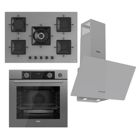 Ferre Steamart Ss Serisi Gri Set (ss038 + Xe64cpr +d087 ) -75'lik Seri Kare Emaye Izgara