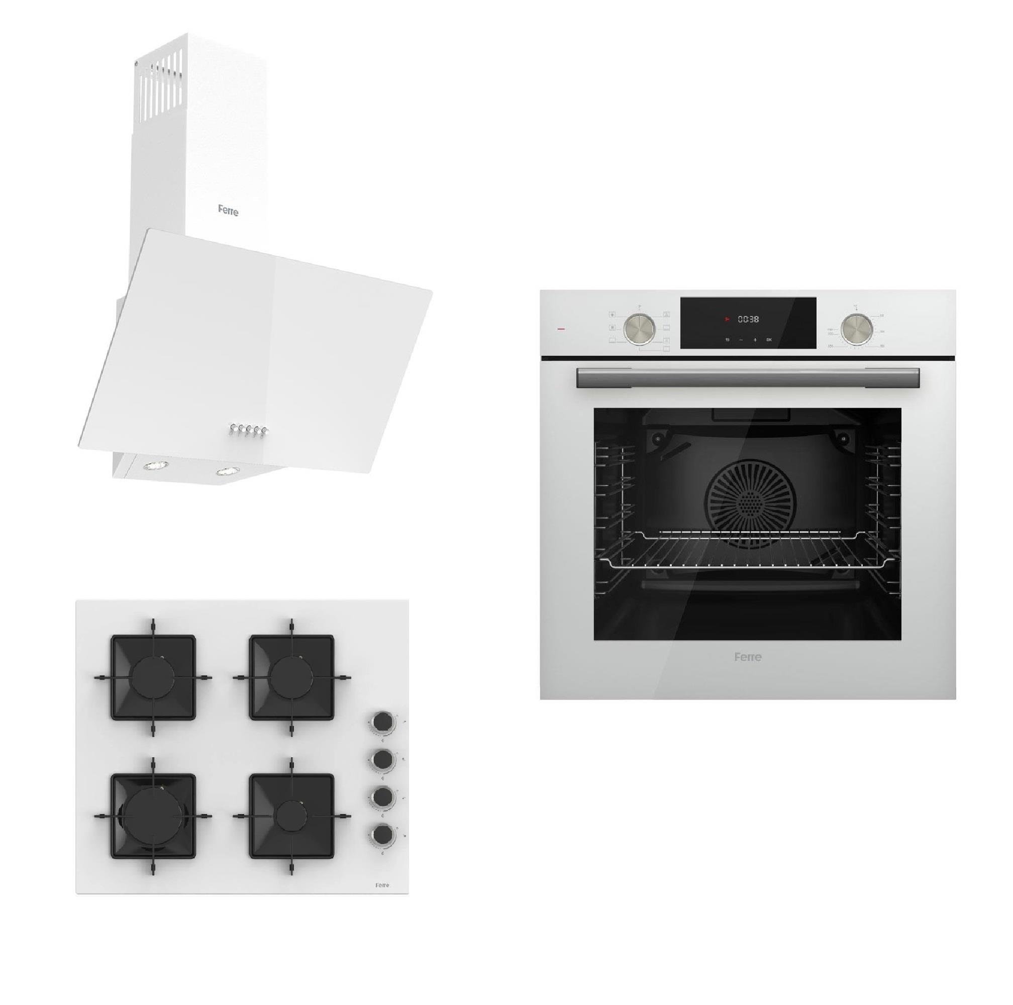 Ferre New White Flowart Beyaz Cam Ankastre Set ( Qms63cb -ss206 - D087 )