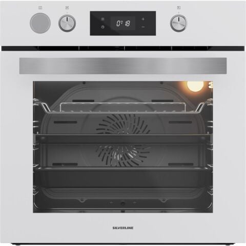 Silverline Fryart&SteamArt  Buharlı Pişirme Beyaz Cam Ankastre Set 3481 - CS5335W01  Ocak- BO65P4W01